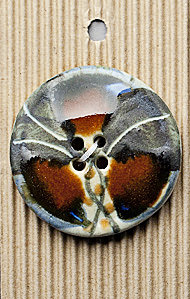 Large Rust/Black Flower Button - L343