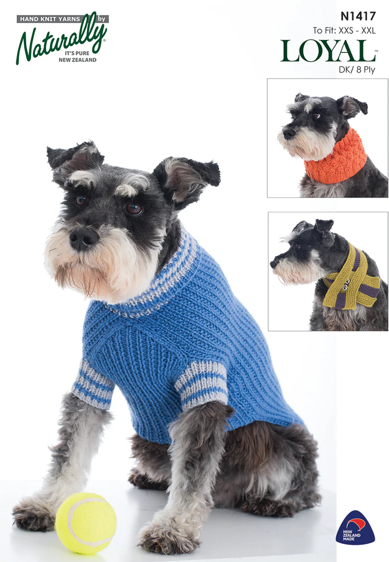 N1417 Dog Coat and accessories - Knitting Pattern- Naturally Yarns