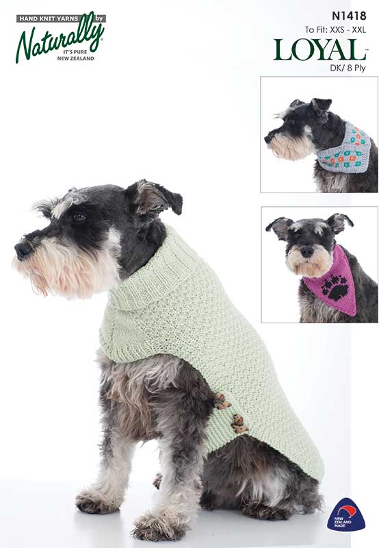 N1418 Dog Jacket and accessories - Knitting Pattern DK/8Ply - Naturally Yarns