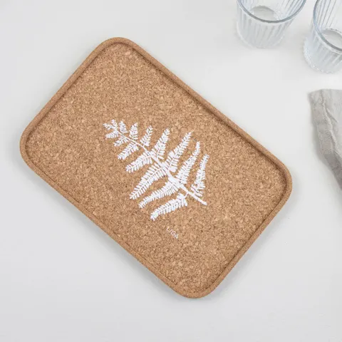 LIGA Printed Fern Drink Tray - Cork