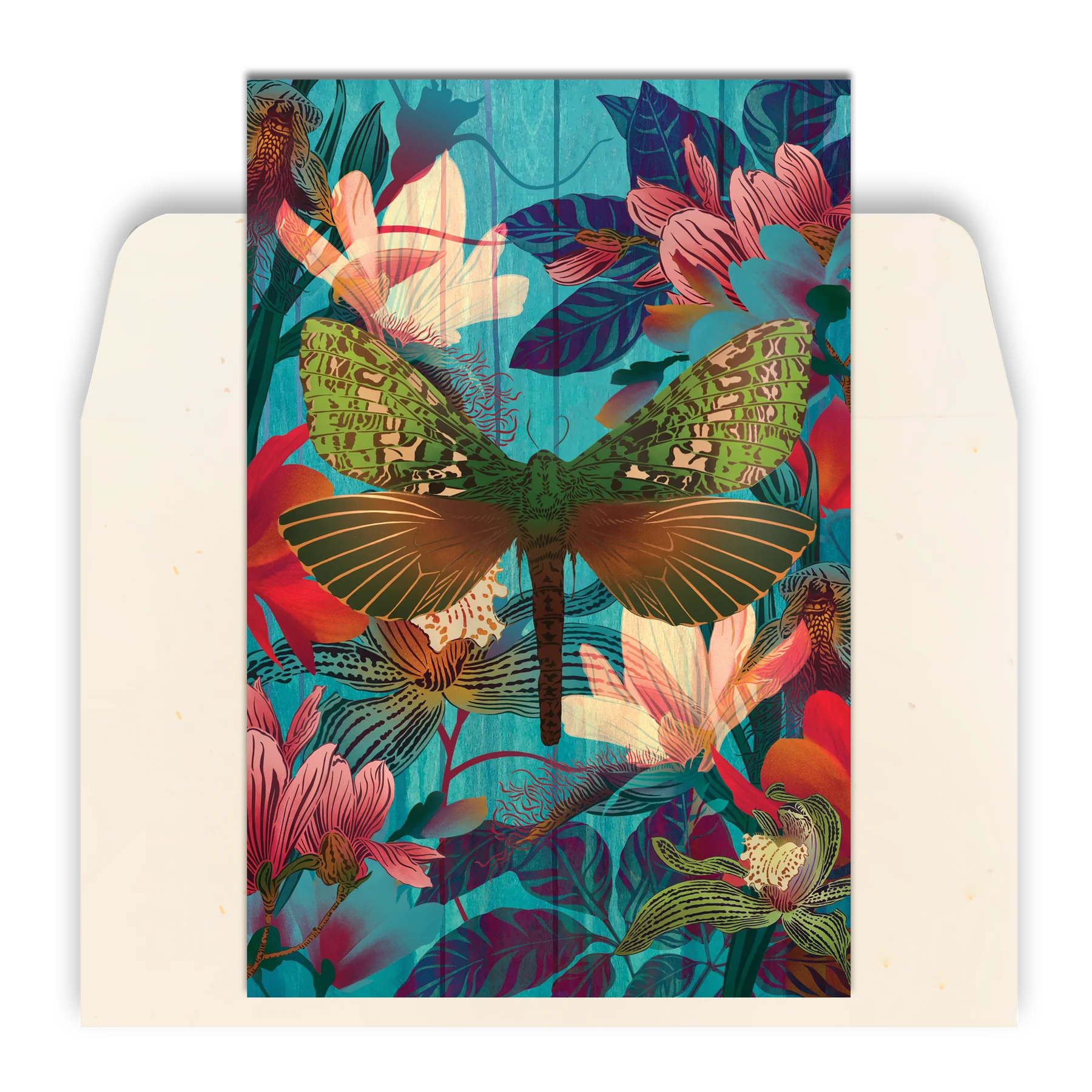 Card - Puriri Moth and Floral - by Flox
