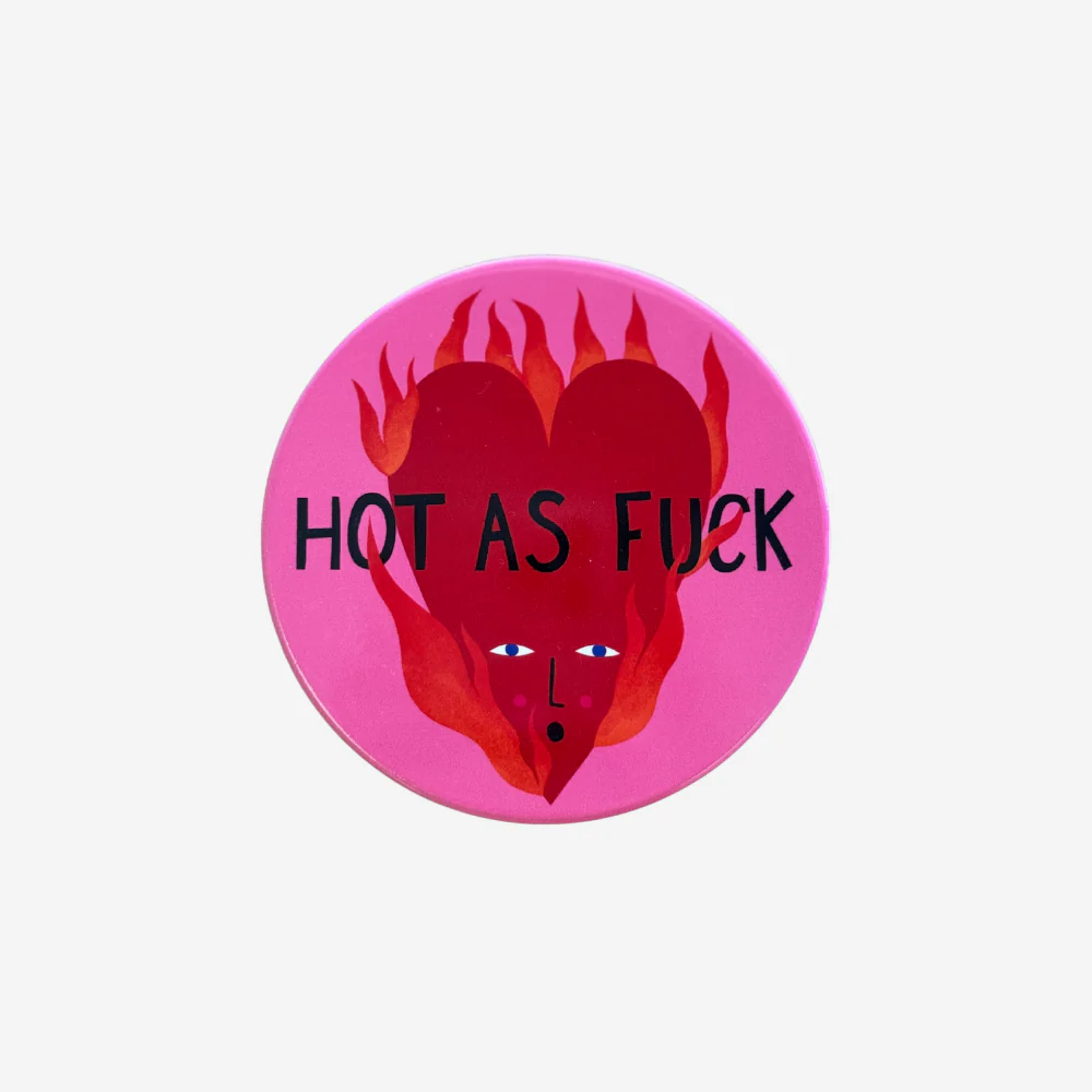 Hot as Fu*k - Flaming Heart - Ceramic Coaster - by Studio Soph
