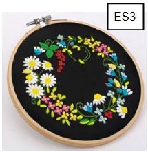 Embroidery Kit - Black Floral Wreath design