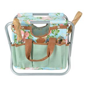 Rose Print Garden Tool Stool