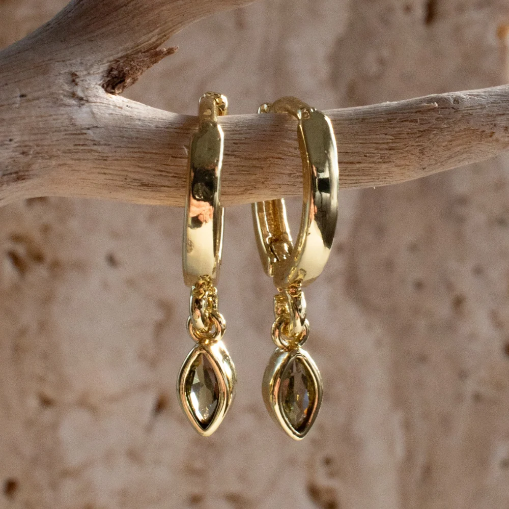 Earrings - Marquise Single Drop - Peridot