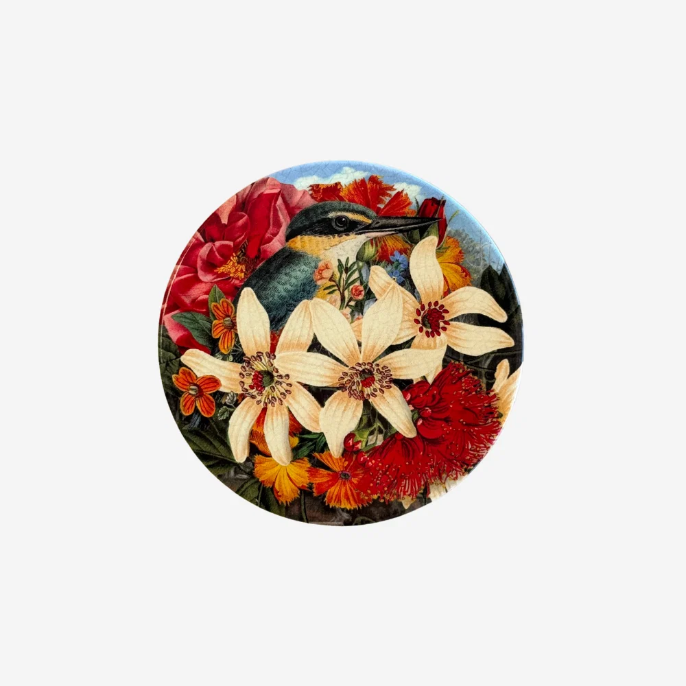 Coaster - Vintage Kingfisher - by Tanya Wolfkamp
