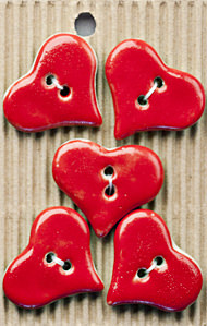 Red Hearts - Incomparable Buttons - L195