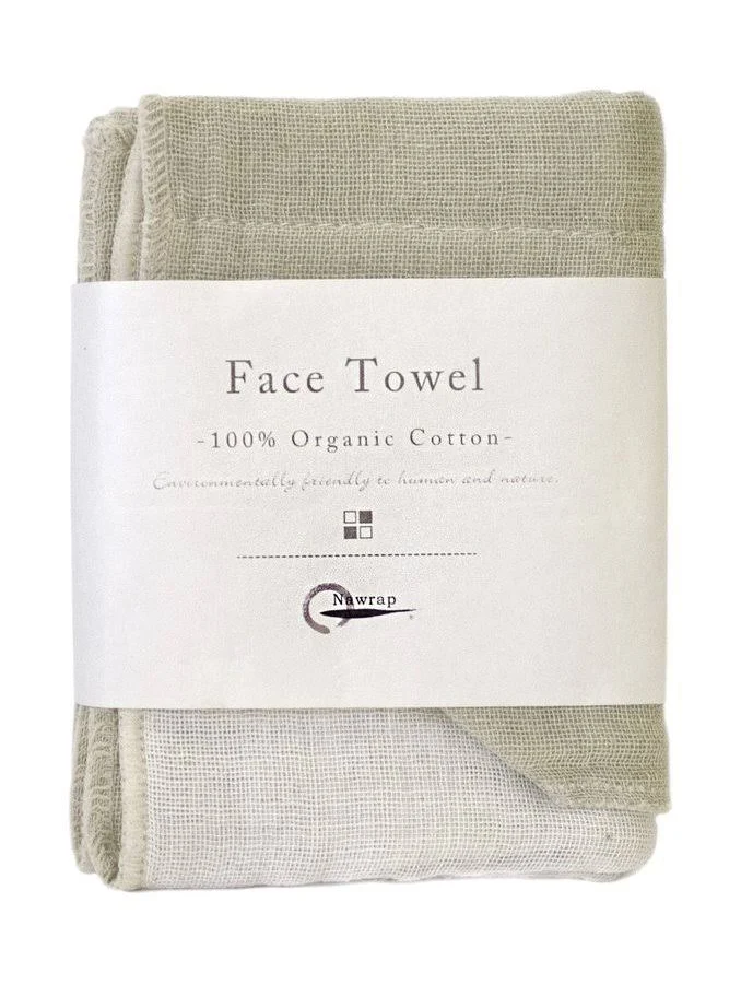Nawrap Organic Face Cloth - 35x35cm - Green / Ivory
