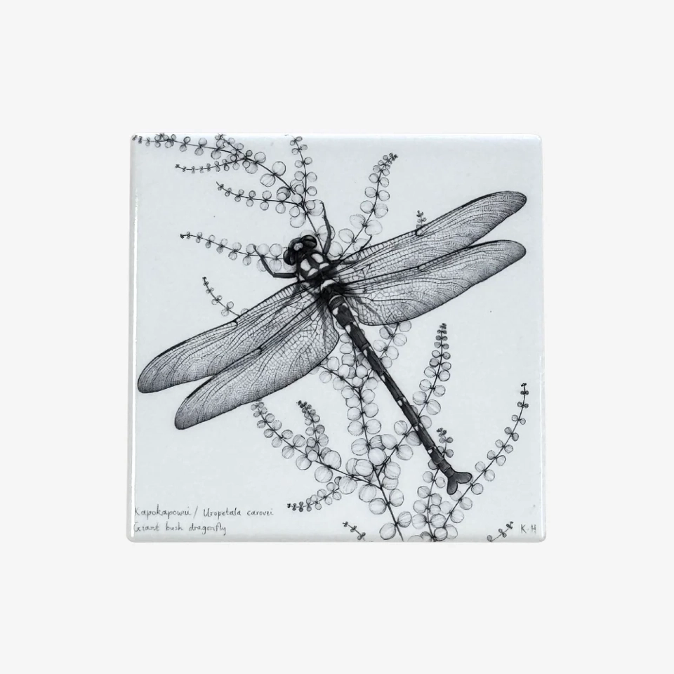 Ceramic Coaster - NZ Giant Dragonfly / Kapokapowai - Katy Hayward Art