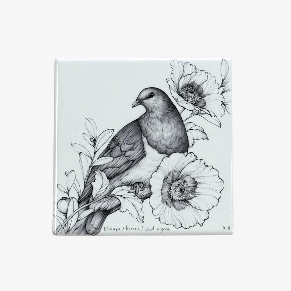 Ceramic Coaster - Kukupu / Kereru / Native Wood Pigeon - Katy Hayward Art