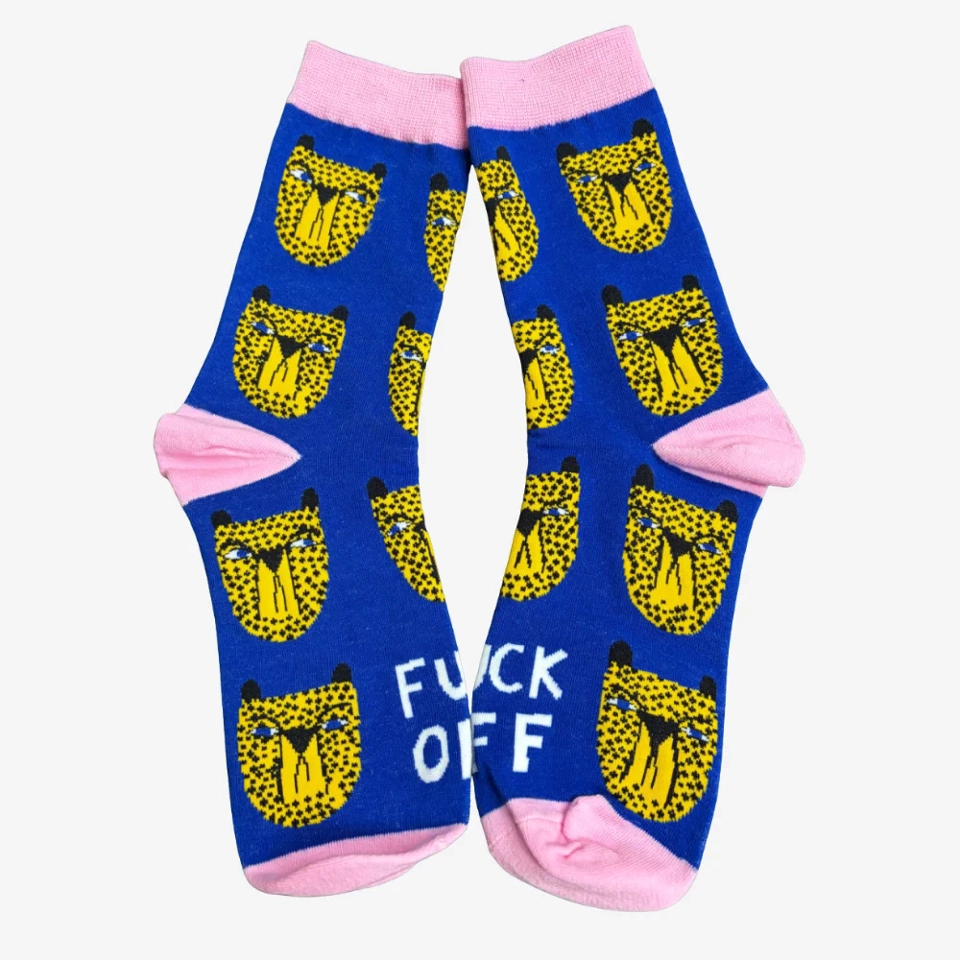 Socks - Cheetah - F**k Off - by Studio Soph