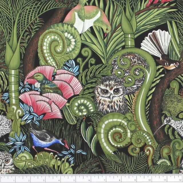 NZ Forest Birds - Cotton Fabric - per 25cm