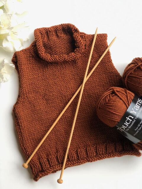 October Rolled Neck Vest - Touch Yarns 124-Knitting Pattern