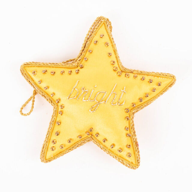 Bright Yellow Star Hand Embroidered decoration