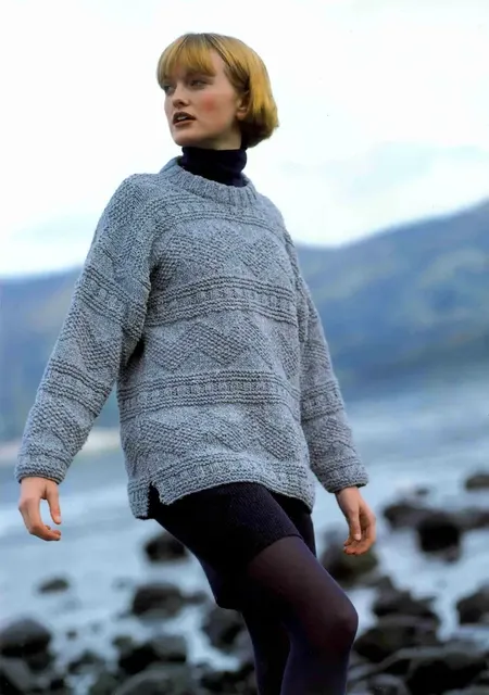 C611 Zig Zag Textured Sweater Knitting Pattern