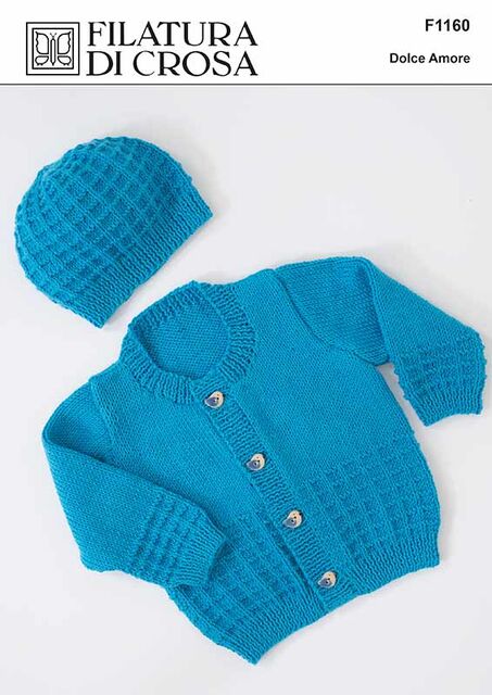 F1160 Childs Cardigan & Hat - 4 Ply  Knitting Pattern