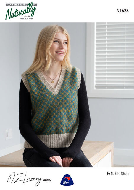 N1628 Adults V Neck Vest -DK/8Ply - Knitting Pattern