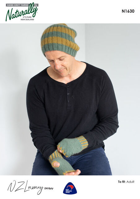 N1630 Hat & Fingerless Gloves - DK/8 Ply - Knitting Pattern