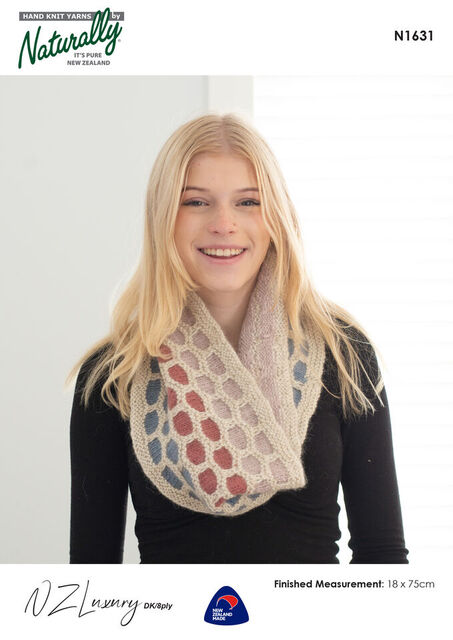 N1631 Honeycomb Cowl - DK/8Ply -Knitting Pattern