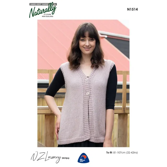 N1514 Longline Vest -DK/8Ply- Knitting Pattern