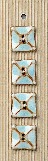Square Aqua/Brown Button L373