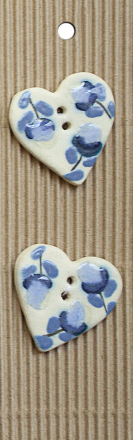 Blue & White Heart Buttons - L493