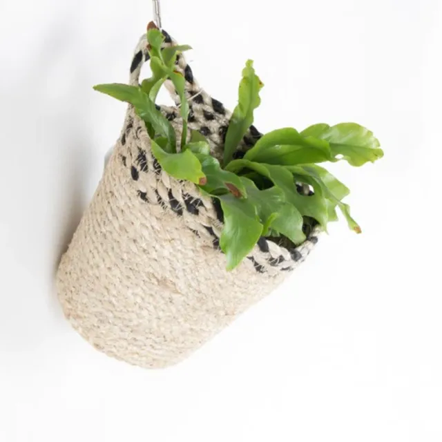 Jute Hanging Basket - Black and White