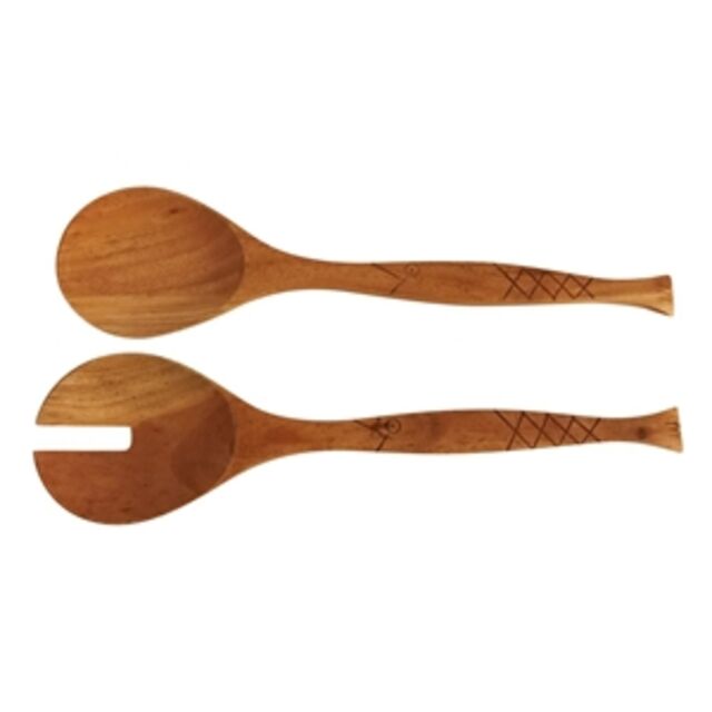 Mahogany Fish Salad Server Set