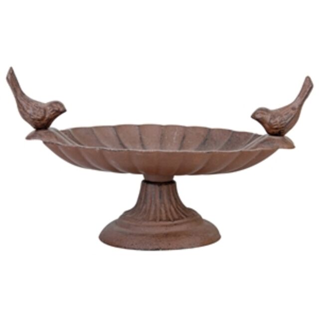Bird Bath (footed) with 2 Birds - Cast Iron