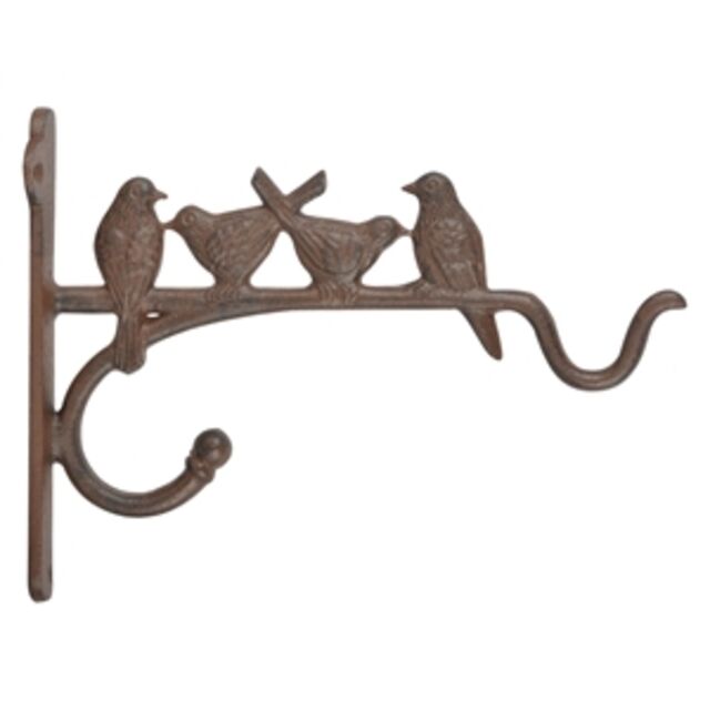 Hanging Basket Hook with Birds - Cast Iron