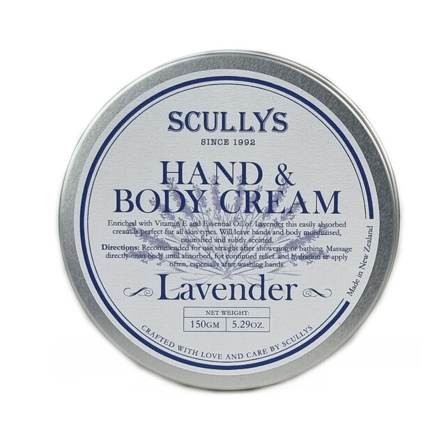 Scullys Lavender Hand and Body Cream tin 150g