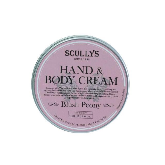 Scullys Blush Peony Hand and Body Cream tin 150g