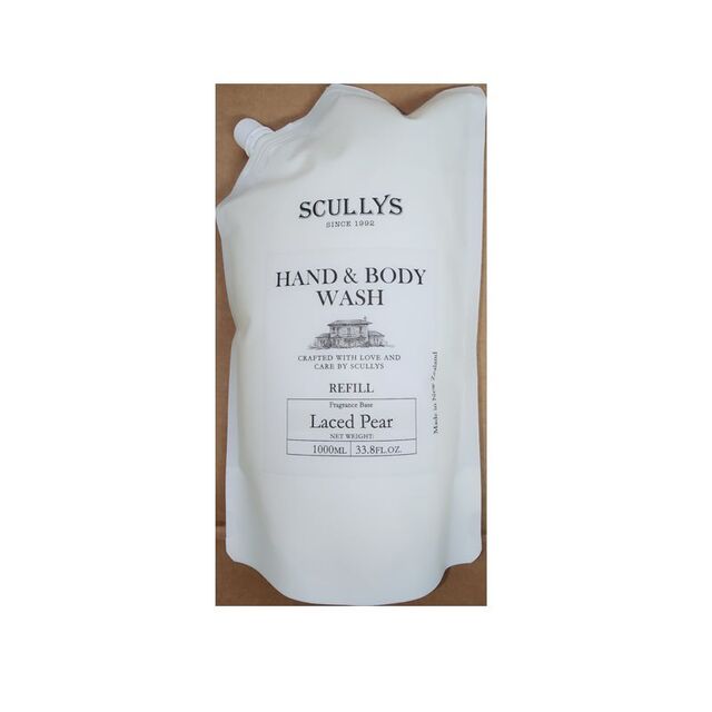 Scullys Laced Pear Hand & Body Wash Gel 1L Refill pack