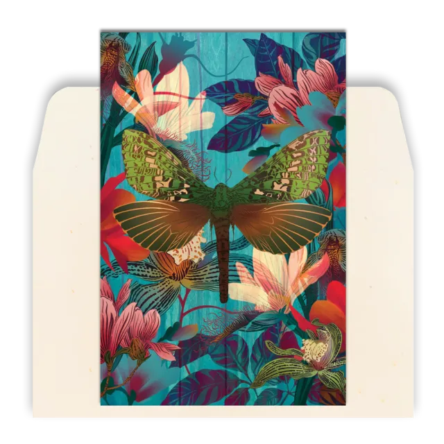 Card - Puriri Moth and Floral - by Flox