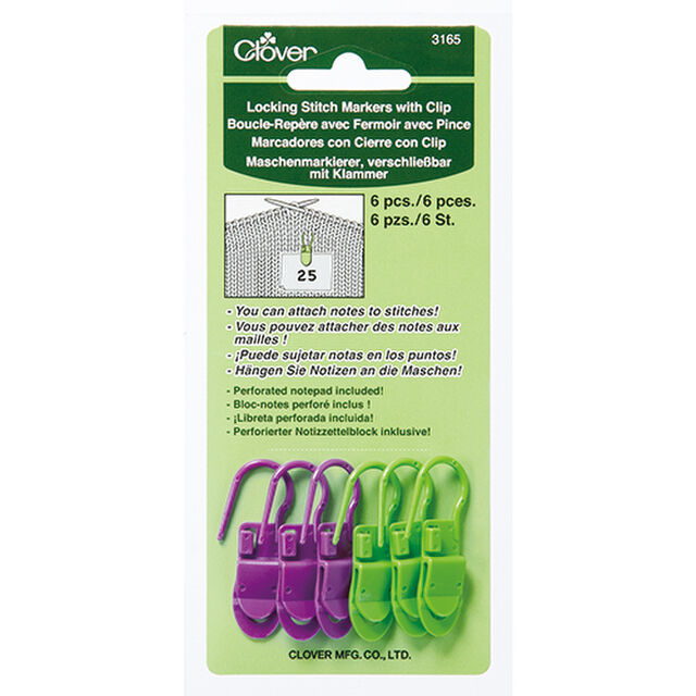 Clover Locking Stitch Markers with clip