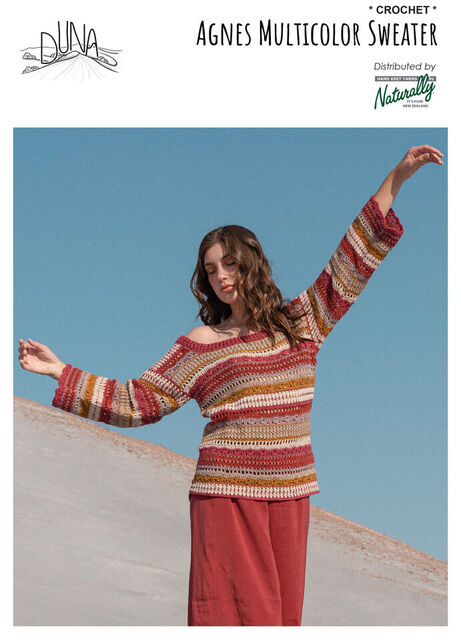 Agnes Multi Colour Sweater - Crochet Pattern - 4 Ply - Amano Yarns