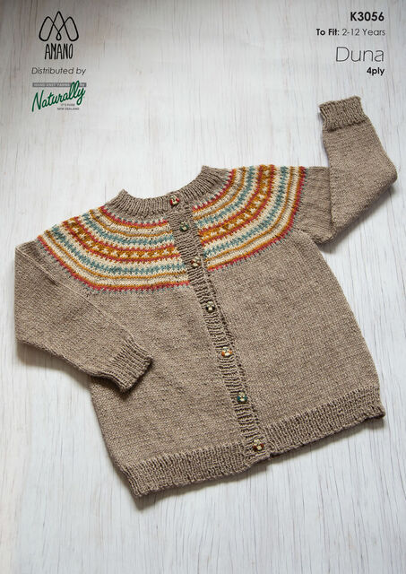 K3056 Kids Colourwork Cardigan - Knitting Pattern - 4 Ply - Amano Yarns