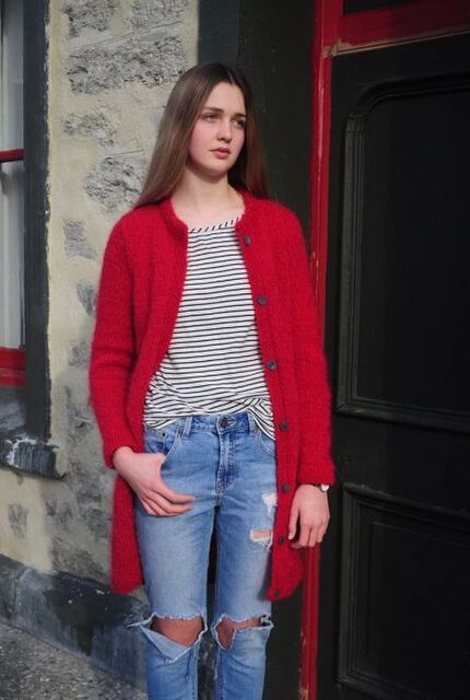 Long Mohair Cardigan - Knitting Pattern - 12 Ply / Chunky - Touch Yarns 099