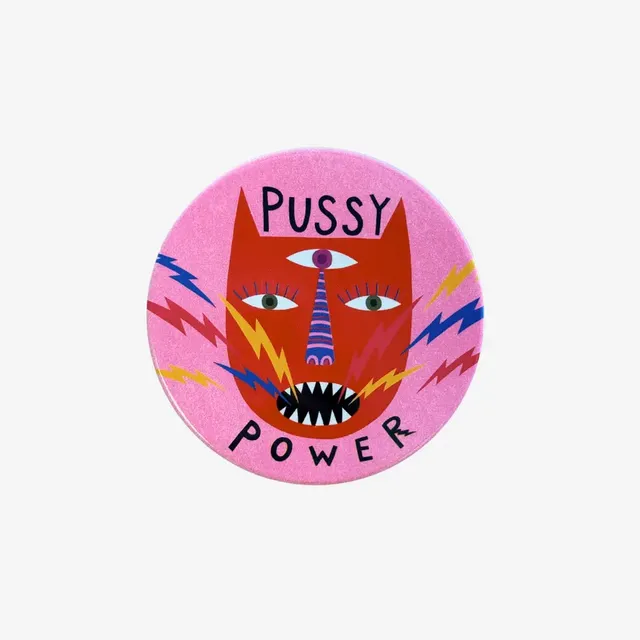 Pussy Power - Ceramic Coaster -  by Studio Soph