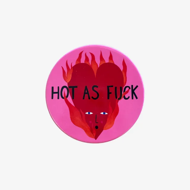 Hot as Fu*k - Flaming Heart - Ceramic Coaster - by Studio Soph