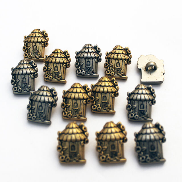 Metal Birdhouse Button - Abbey Buttons