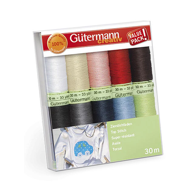 Gutermann Sewing Thread Set - Top Stitch thread 10pk