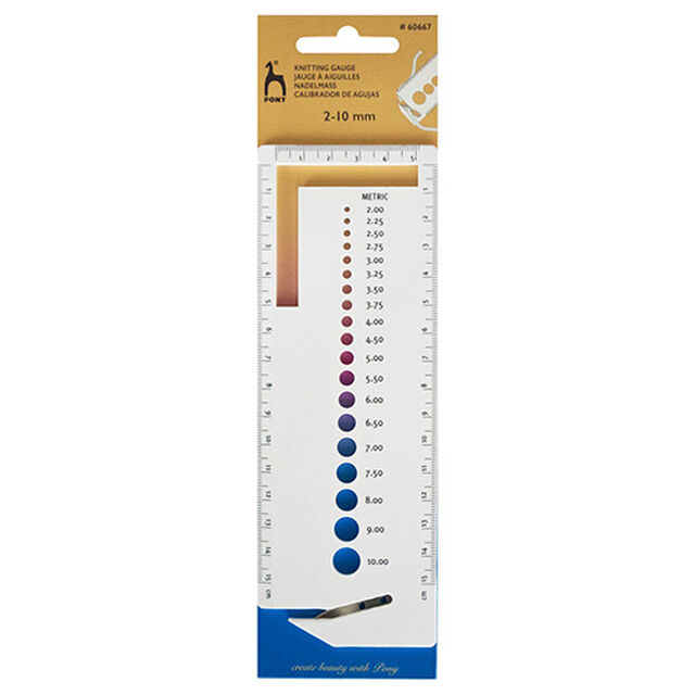 Knitters Gauge with yarn cutter - Pony