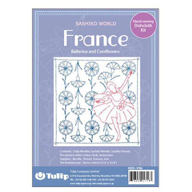 Sashiko World - France - Ballerinas and Cornflowers - Hand Sewing Kit
