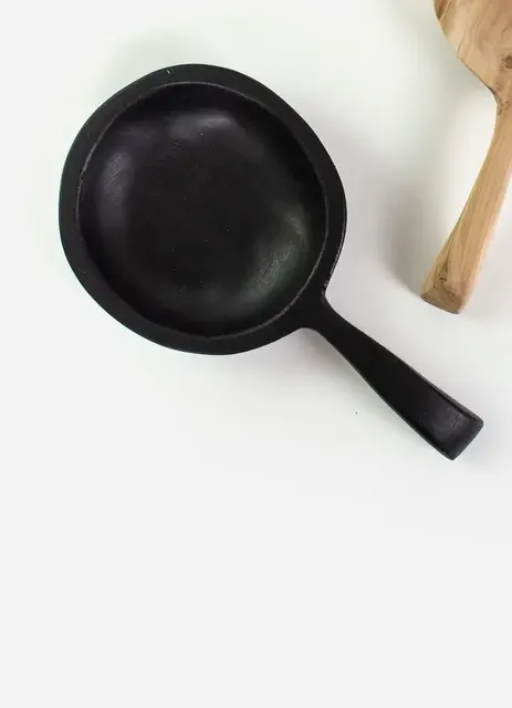 Organic teak Tapas Bowl with Handle 35cm - Yakisugi
