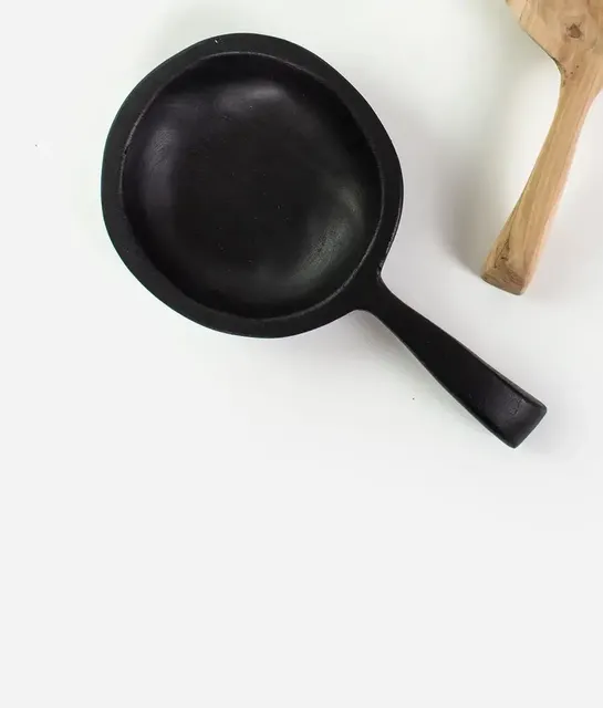 Organic Teak Round Platter with Handle 40cm - Yakisugi