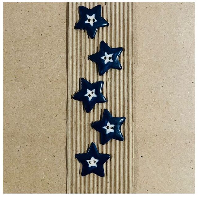 Blue and White Stars - Incomparable Buttons - L238